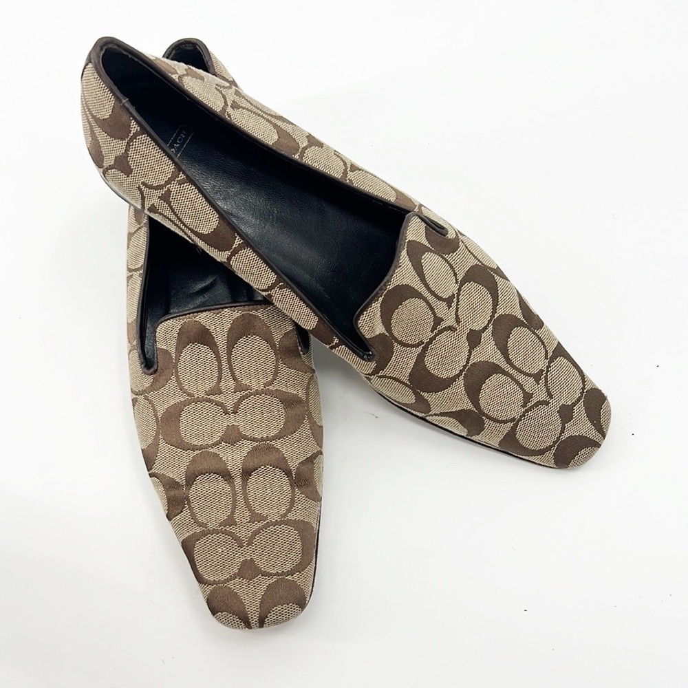 Coach Julia Monogram Loafers size 9.5 Brown and Tan